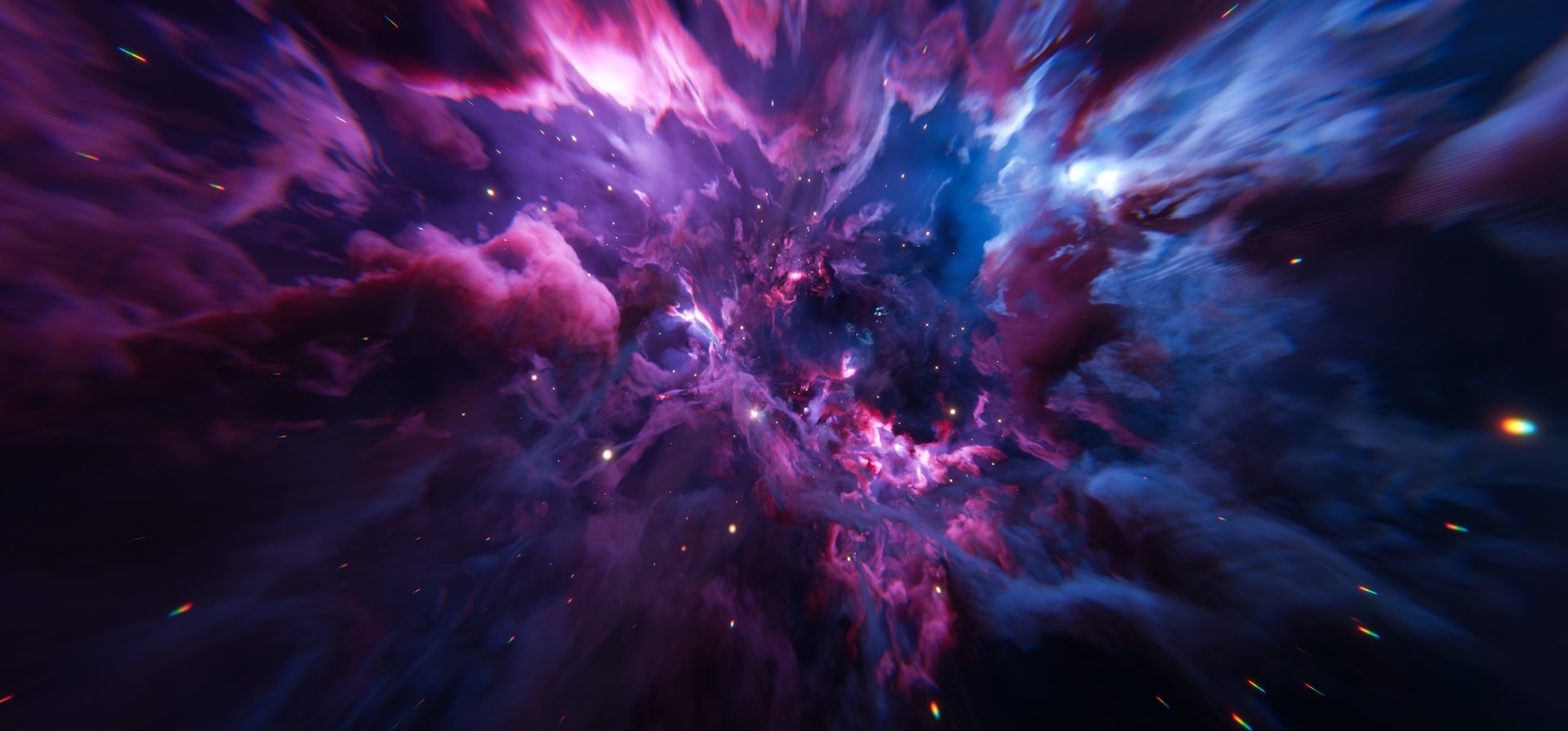 Abstract background of space nebula with rich purple, pink, and blue hues